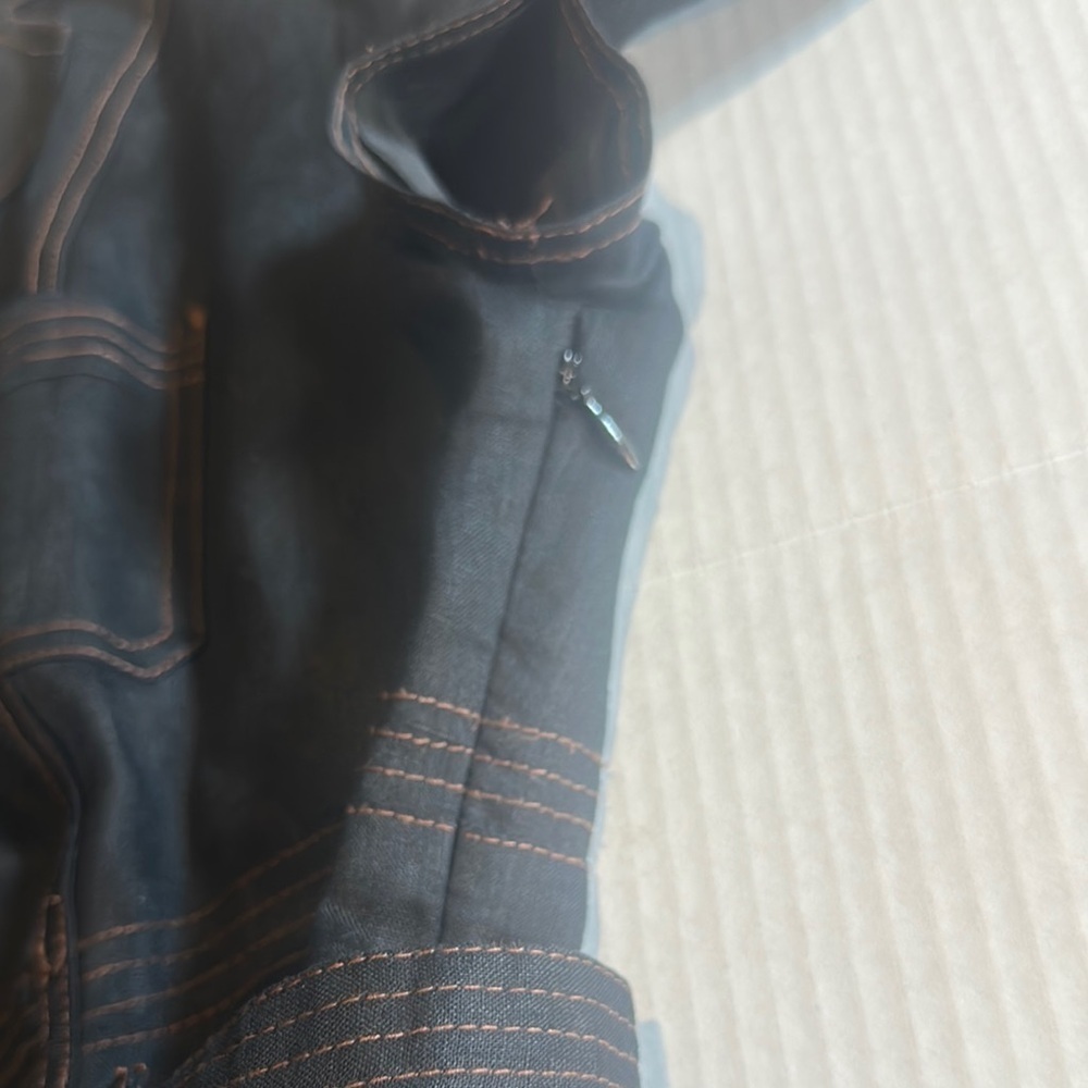 Talbots below the knee Black Dress w copper stitching look pockets button down - Picture 10 of 16